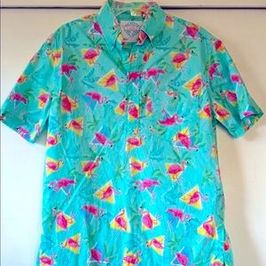 Chubbies Flamingo “The Nutter” Popover Quarter-Button Short Short Sleeve Shirt